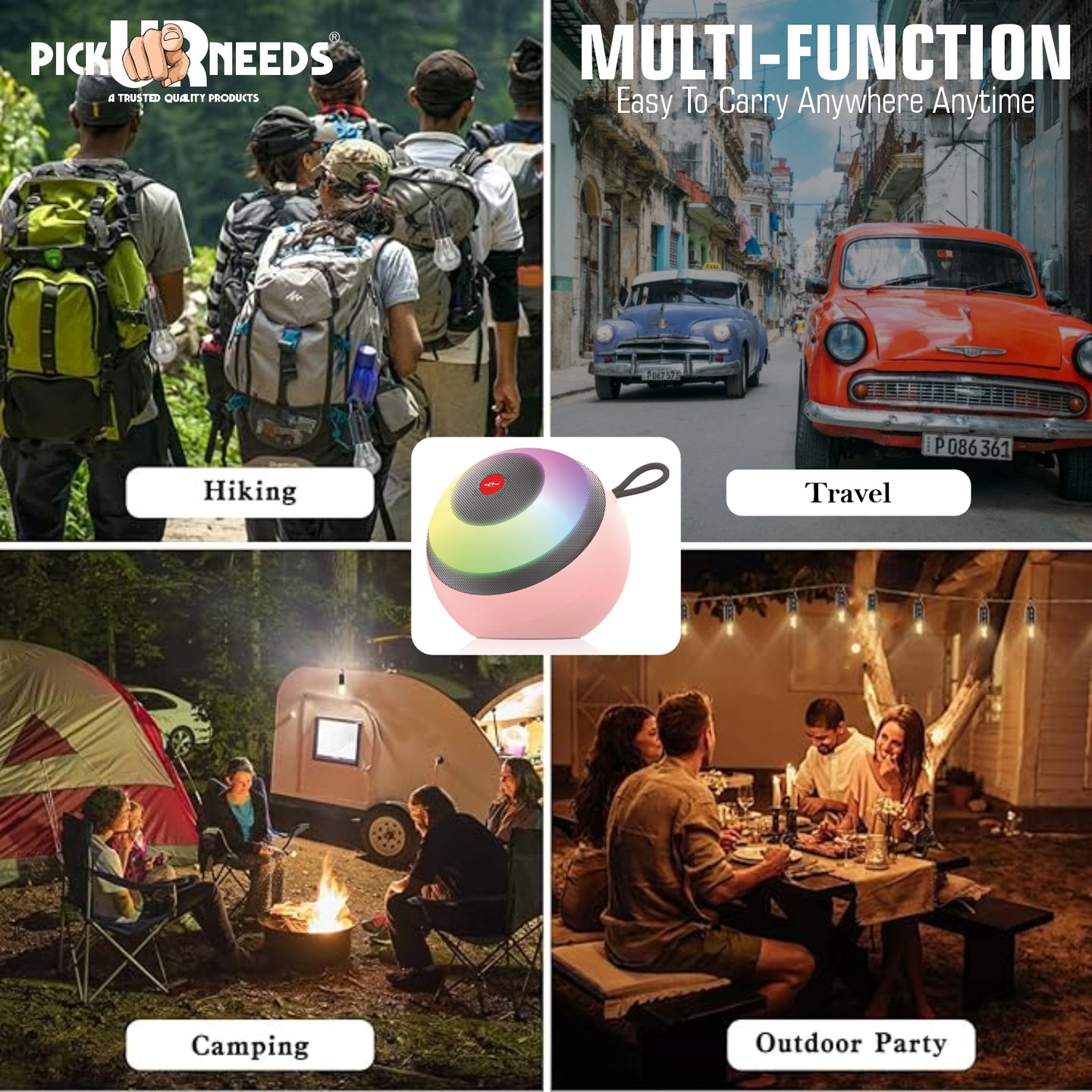 Pick Ur Needs Compact Rechargebale Wireless Speaker, RGB LED, 5W Bluetooth Speaker  (Blue)